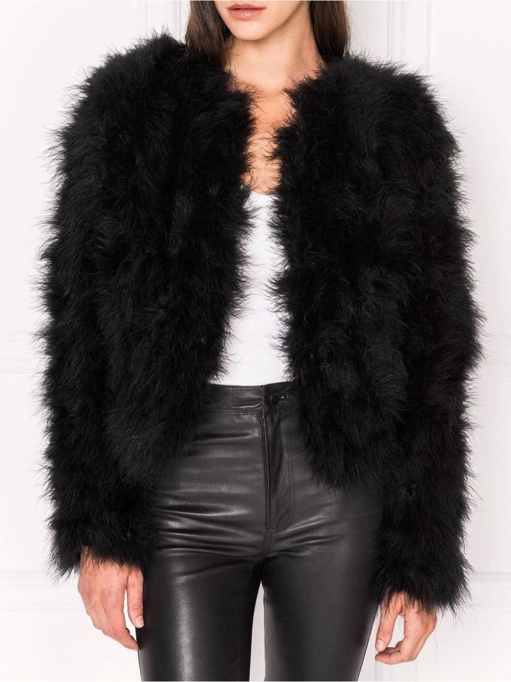 AVA & KRIS Black Feather Jacket Size S